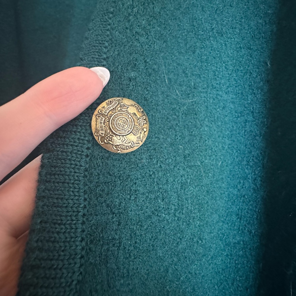 Alexandra Bartlett Green And Gold Cardigan Sweater View 4